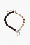Dsquared2 Metal Anklet With Wooden Details And Rhinestones