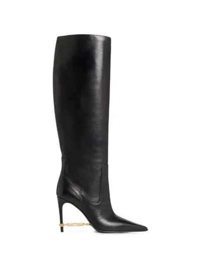 Dsquared2 Metal Bar Heeled Boots In Black