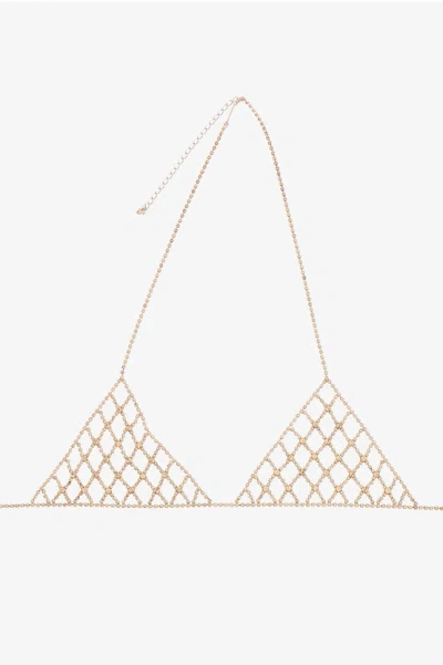 Dsquared2 Metal Bralette With Rhinestone Embellishment In Gold
