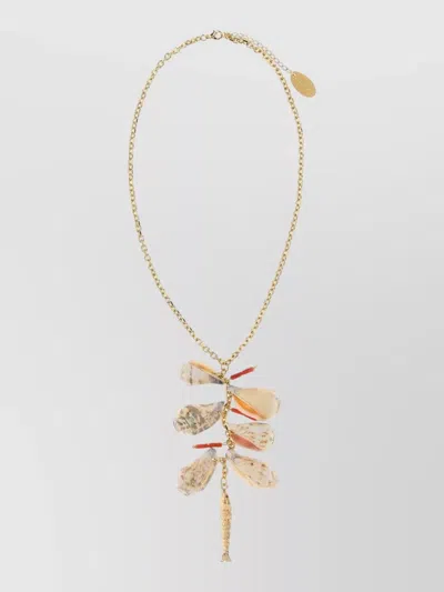 Dsquared2 Metal Chain Necklace Shell Pendant In Gold
