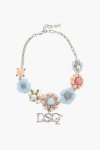 Dsquared2 Metal Choker Necklace With Floral Design Embellished With Rh Grösse Uni