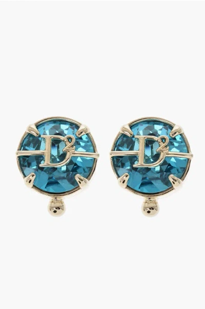 Dsquared2 Metal Clip-on Earrings With Set Crystals In Silver