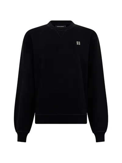 Dsquared2 Metal D2 Upside Down Cool Fit Crew Neck Sweatshirt In Black