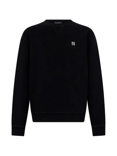 Dsquared2 Metal D2 Upside Down Cool-fit Crewneck Sweatshirt In Black