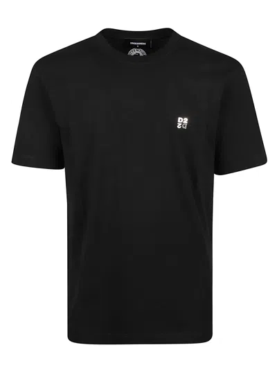 Dsquared2 Metal D2 Upside Down Detail Regular-fit Cotton T-shirt In Black