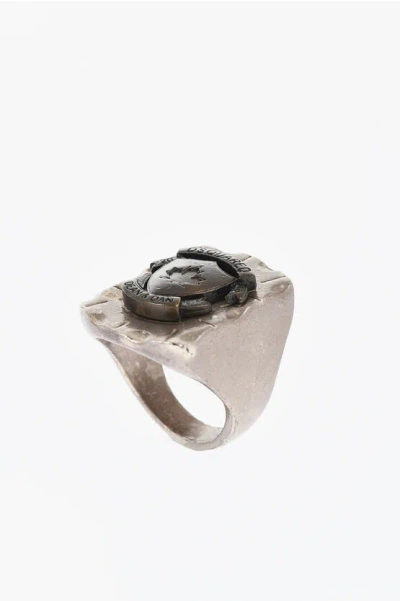 Dsquared2 Metal Funky Tribal Signet Ring In Metallic