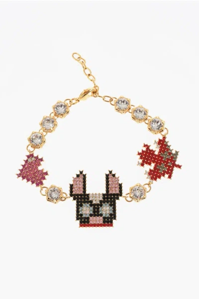 Dsquared2 Metal Gaming Bracelet Embellished With Rhinestones Grösse Unica