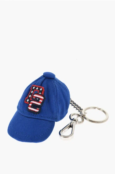 Dsquared2 Metal Keychain With Baseball Cap Pendant In Blue