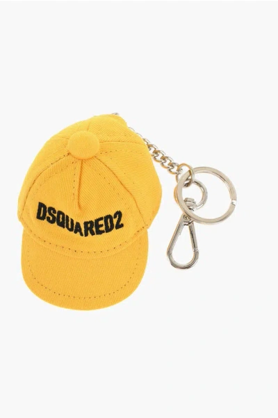 Dsquared2 Metal Keyring With Baseball Cap-shaped Pendant In Yellow