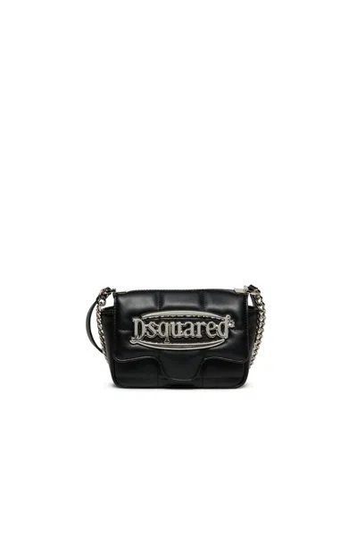 Dsquared2 Kids'  Metal Plate Bag In Black