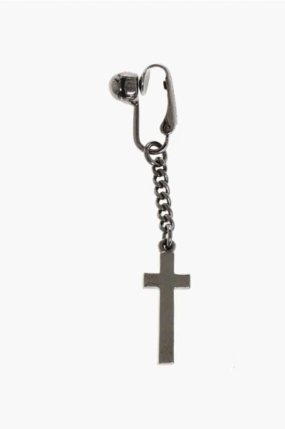 Dsquared2 Metal Single Clip-on Jesus Earring With Cross-shaped Pendant
