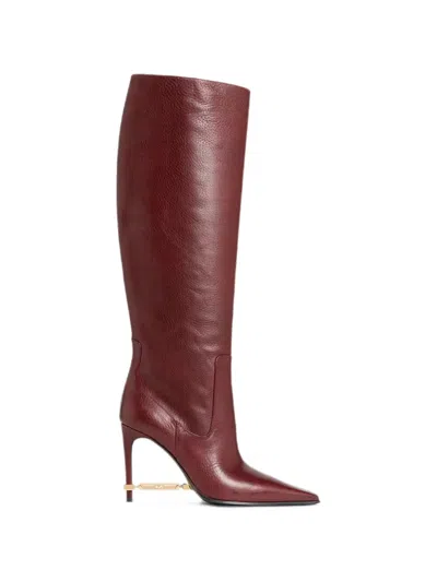 Dsquared2 Metal-bar Heeled Boots In Red