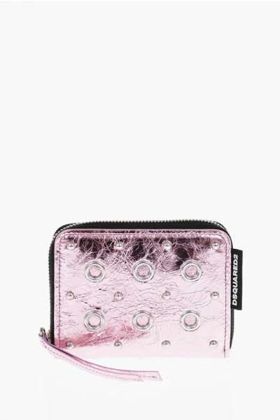 Dsquared2 Metallic-effect Leather Wallet With Metal Details