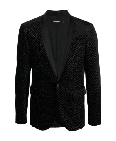 Dsquared2 Metallic-effect Single-breasted Blazer In Black