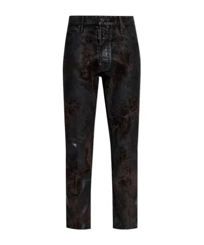 Dsquared2 Metallic-effect Trousers In Black