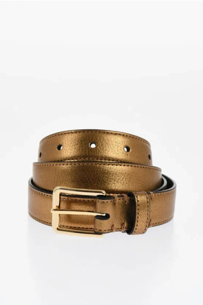 Dsquared2 Metallic Leather Belt With Golden Buckle 25mm