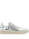 Dsquared2 Metallic-leather Sneakers In Silver