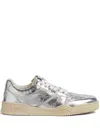 Dsquared2 Metallic Leather Sneakers In Silver