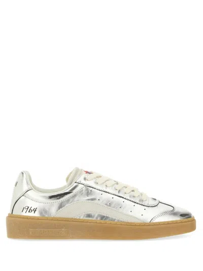 Dsquared2 Metallic Low-profile Sneakers With Distinctive Accents In Silver