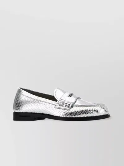 DSQUARED2 METALLIC NEOCLASSIC LOAFERS WITH TEXTURED SURFACE
