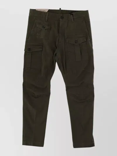 Dsquared2 Mid Rise Cargo Chino Pants Regular Fit In Green