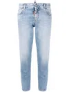 Dsquared2 Cropped Logo-patch Denim Jeans In Blue