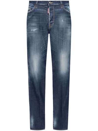 Dsquared2 Mid-rise Distressed-effect Jeans In Blue