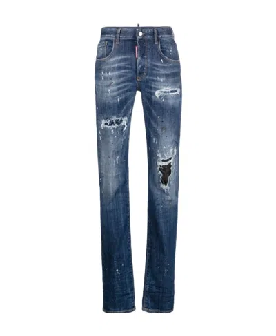 Dsquared2 Mid-rise Distressed Jeans In Blue