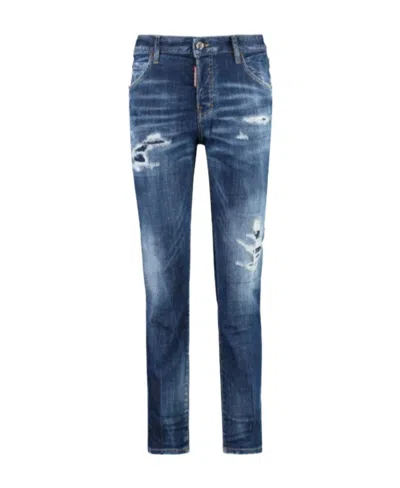 DSQUARED2 DSQUARED2 MID RISE DISTRESSED SKINNY JEANS