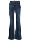 Dsquared2 Distressed Bob Denims With Dark Wash In Blau