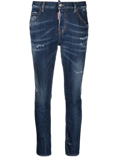 Dsquared2 Mid-rise Skinny Jeans In Navy Blue