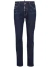 Dsquared2 Five-pocket Button-up Jeans With Logo Patch In Blue