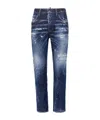 Dsquared2 Slim-fit Distressed Blue Jeans With Five-pocket Design In Blue