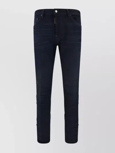 Dsquared2 Mid-rise Straight Fit Denim Trousers In Blue