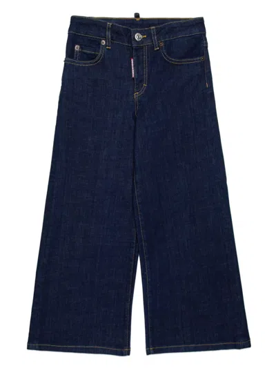 Dsquared2 Kids' Mid-rise Straight-leg Jeans In 蓝色