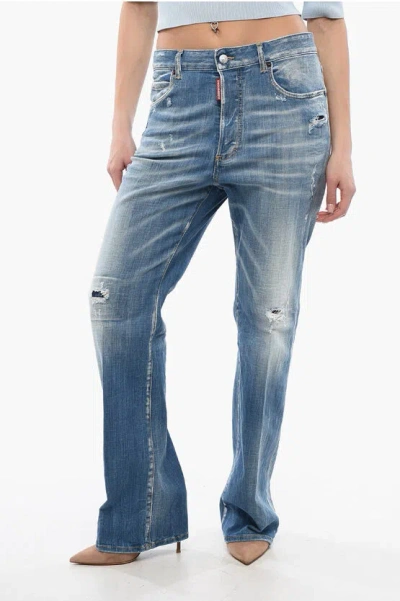 Dsquared2 Mid Wash Roadie Fit Denims 23cm In Blue