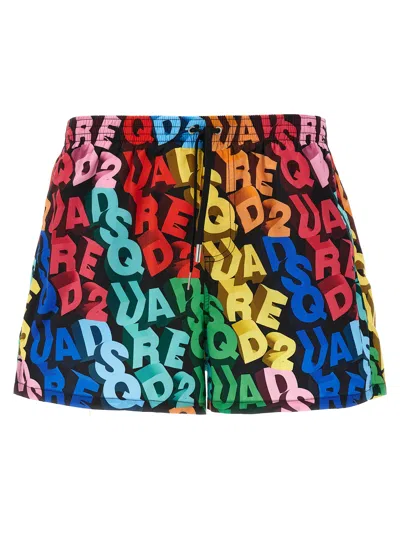 Dsquared2 Midi Boxer Shorts Beachwear In Multicolor