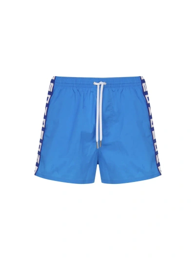 Dsquared2 Midi Boxer Swimsuit With Logo In Blue