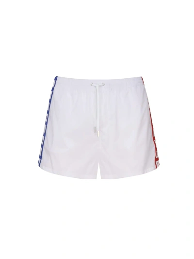 Dsquared2 Midi Boxer Swimsuit With Logo In White