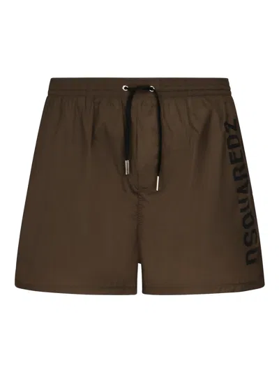 Dsquared2 Midi Boxer With Logo In Green
