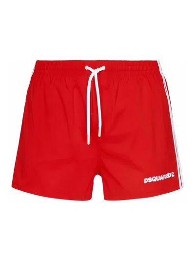 Dsquared2 Midi Boxer With Logo In Red