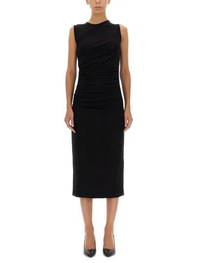 Dsquared2 Shirred Long Dress In Black