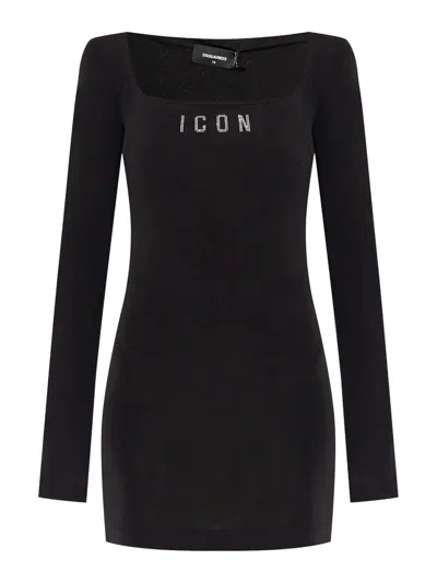 DSQUARED2 VESTIDO MIDI - NEGRO