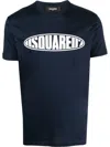 Dsquared2 Crew Neck Surf Board T-shirt With Embossed Logo In Black