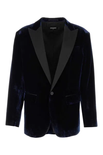 DSQUARED2 MIDNIGHT BLUE VELVET BLAZER