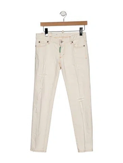 Pre-owned Dsquared2 Mid-rise Skinny Leg Jeans In White