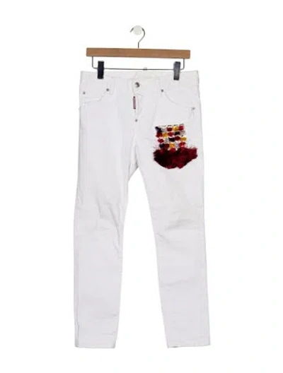 Pre-owned Dsquared2 Mid-rise Skinny Leg Jeans In White