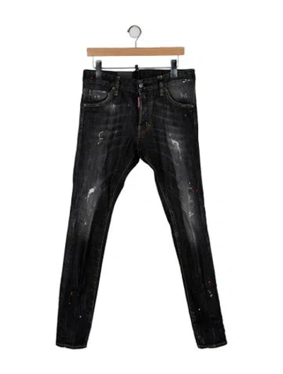 Pre-owned Dsquared2 Mid-rise Straight Leg Jeans In Black