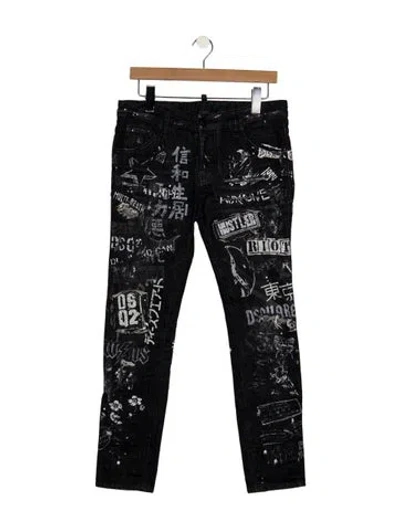 Pre-owned Dsquared2 Mid-rise Straight Leg Jeans In Black