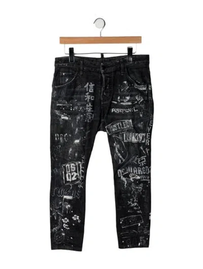 Pre-owned Dsquared2 Mid-rise Straight Leg Jeans In Black